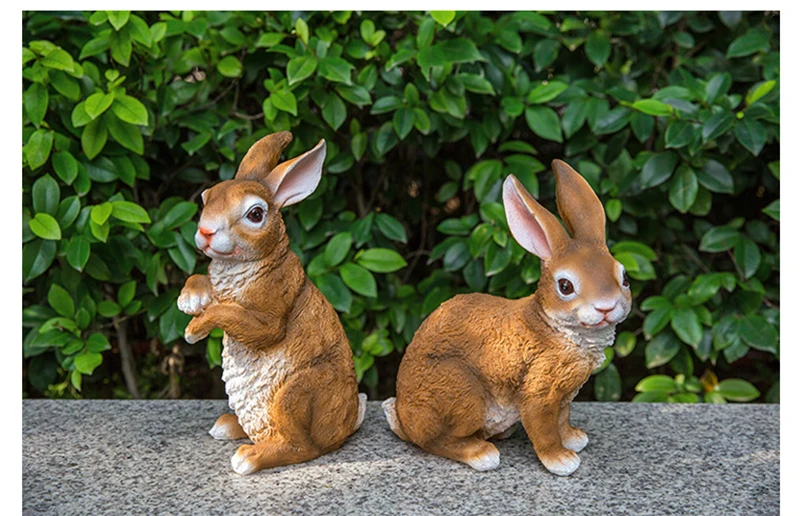 Полимерная 3D статуя любопытного кролика для сада цветочные горшки украшение
