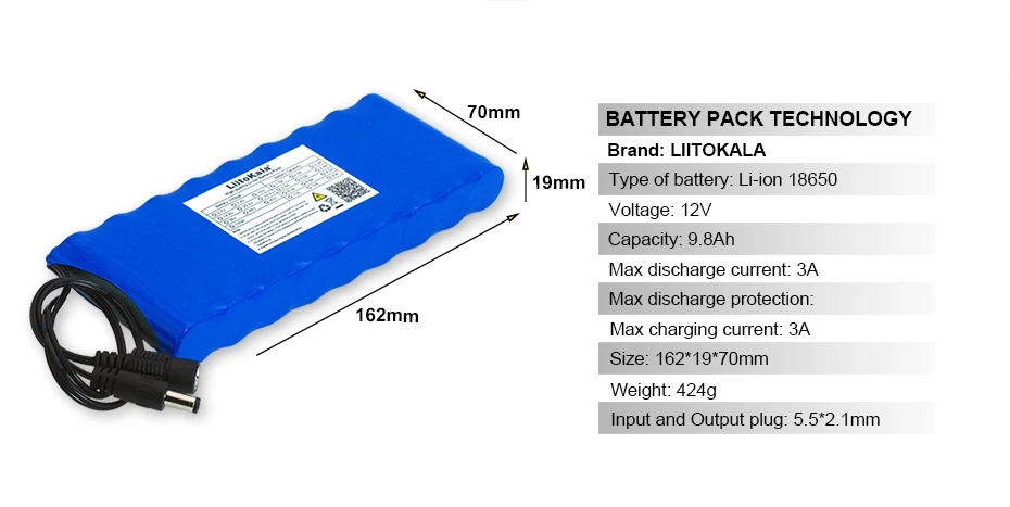12 v 9.8Ah 9800mAh 18650 перезаряжаемые батареи 12V литий-ионный аккумулятор Защитная плата CCTV монитор батарея+ 12,6 V 1A зарядное устройство