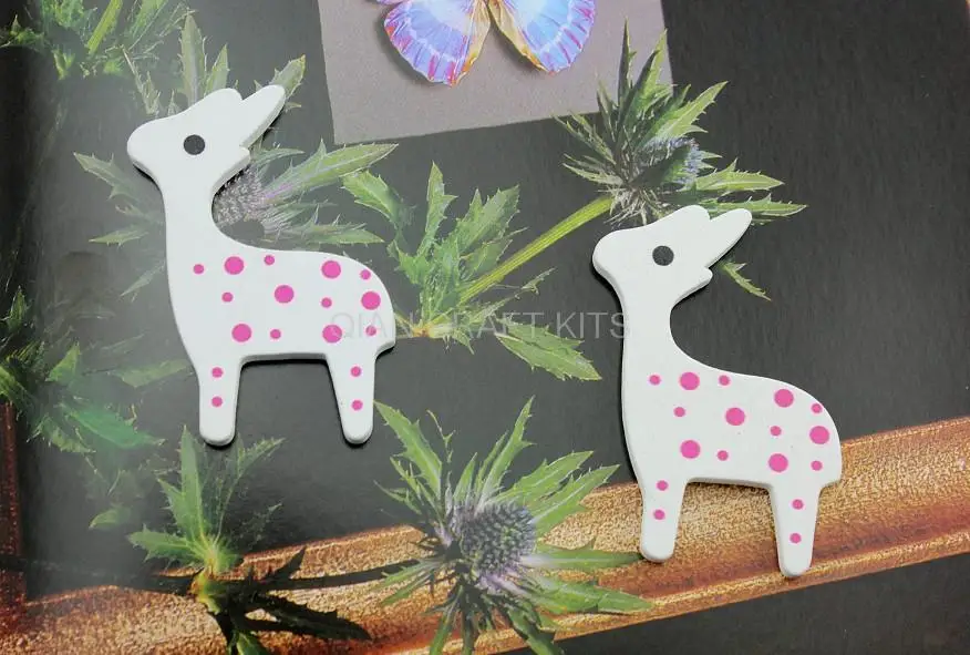 

100pcs large white paint deer fawn bambi dots wooden pendants charm cabochons 55mm big white lacquered