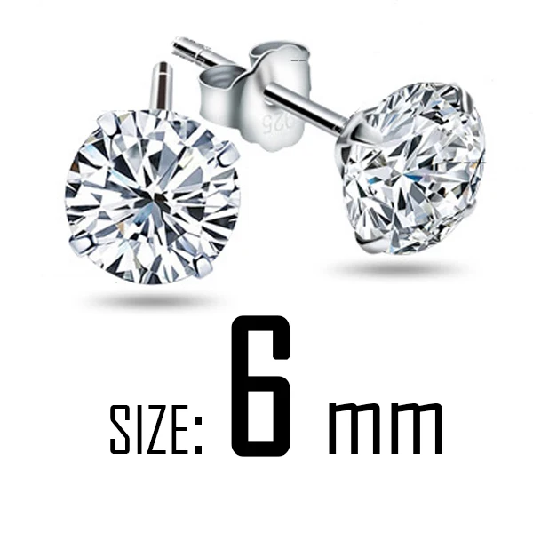 6mm Malanda модные серебряные серьги-гвоздики из натуральной 925 пробы, белые кристаллические циркониевые Канальные серьги для женщин, свадебные ювелирные изделия, подарок - Окраска металла: 6mm