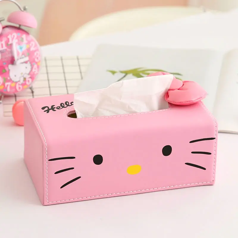 A Милый мультфильм hello kitty Дораэмон кожаный тканевый ящик KT Cat Салфетка Обложка - Цвет: A