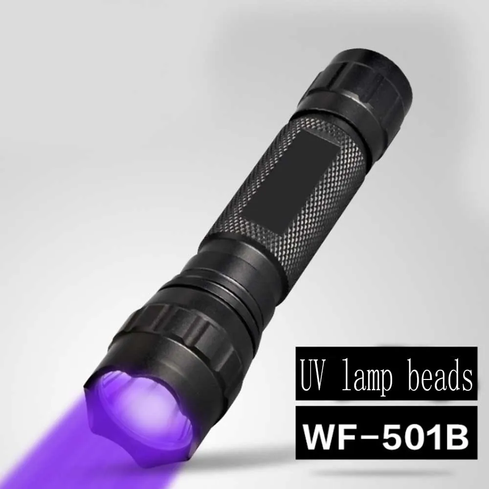 Светодиодный УФ-Фонарик светодиодный Фиолетовый 395nm Люминесцентная УФ лампа Алюминиевый светодиодный фонарик вспомогательный цифровой дисплей 18650 батарея