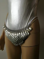 new fashion style b754 silver scalemail mermaid fish scales loin cloth skirt chainmail belly chains jewelry layers waist chains