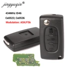Jingyuqin 433 МГц ID46 ASK FSK Автомобильный ключ для peugeot 207 307 407 208 308 408 607 Partner дистанционный ключ 3 кнопки CE0523 Ce0536
