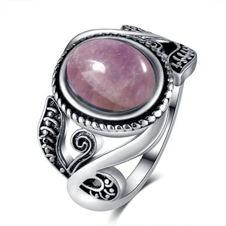 light purple Nasiya Винтаж кольца для Для женщин 925 Серебряные ювелирные изделия 8x10 мм Овальный светильник фиолетовый создан кольцо с аметистом вечерние подарок - Цвет камня: light purple