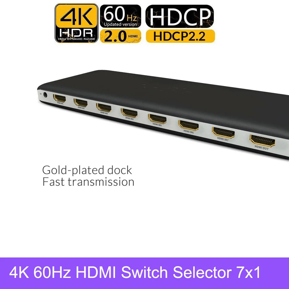 4K 60HZ HDMI коммутатор 7 портов 7X1 4x1 2 0 распределитель коробка с ИК беспроводной