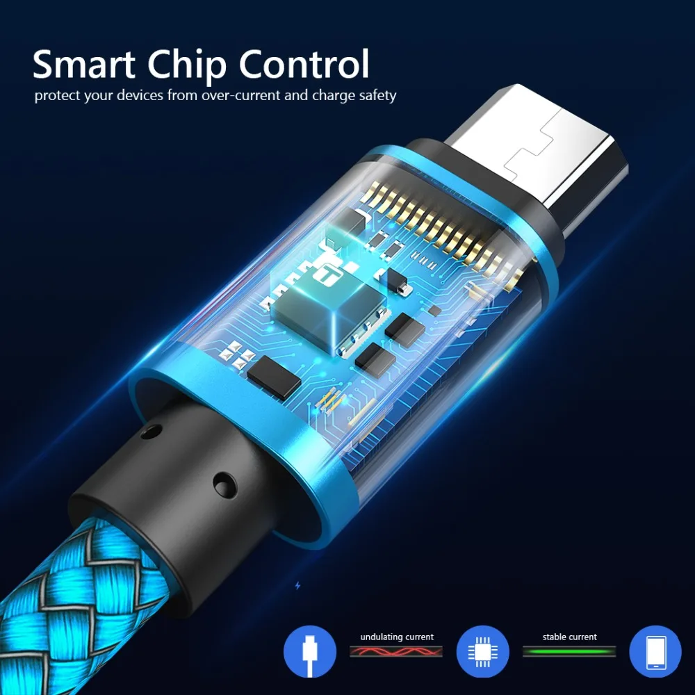 Кабель Micro USB 2A 1 м для быстрой зарядки нейлоновый usb-кабель синхронизации данных