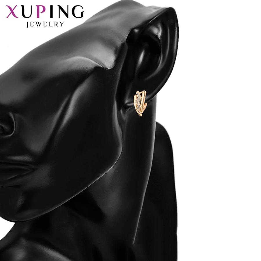Xuping красивые серьги неправильной формы с синтетическим кубическим цирконием