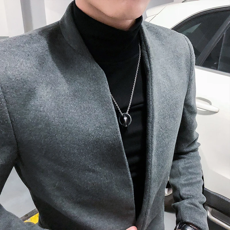 Новинка 2018 зимнее шерстяное пальто Мужская Длинная шерстяная ветровка