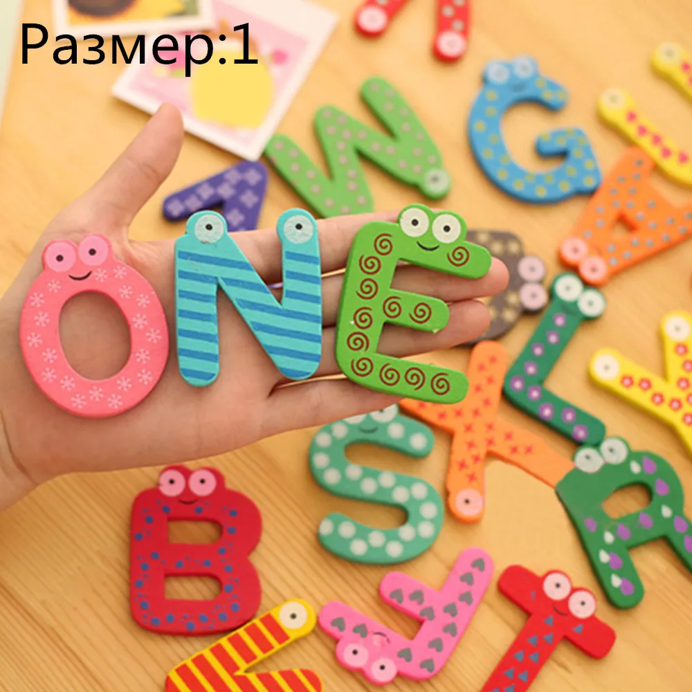 Деревянный магнит на холодильник игрушка для развития интеллекта 26 алфавитов