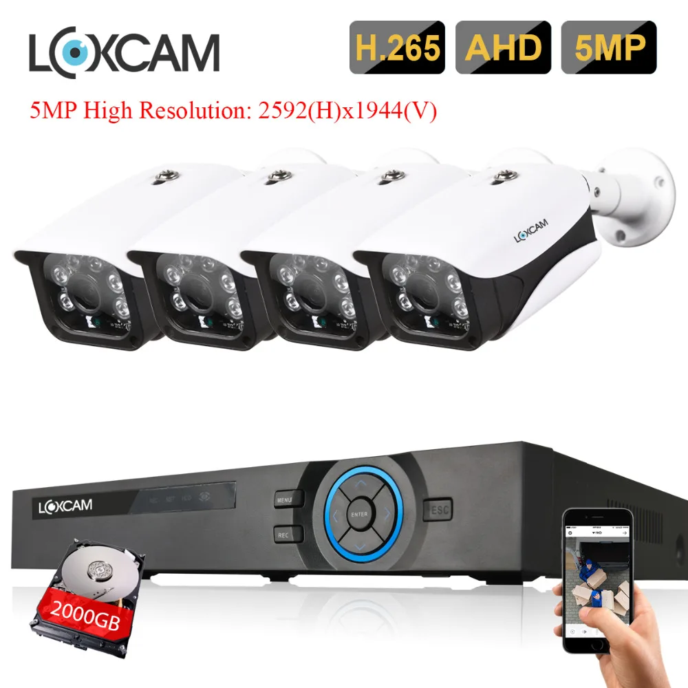 H.265 4CH CCTV 5MP AHD DVR комплект камер видеонаблюдения Системы 4 шт. 5.0MP HD Безопасности