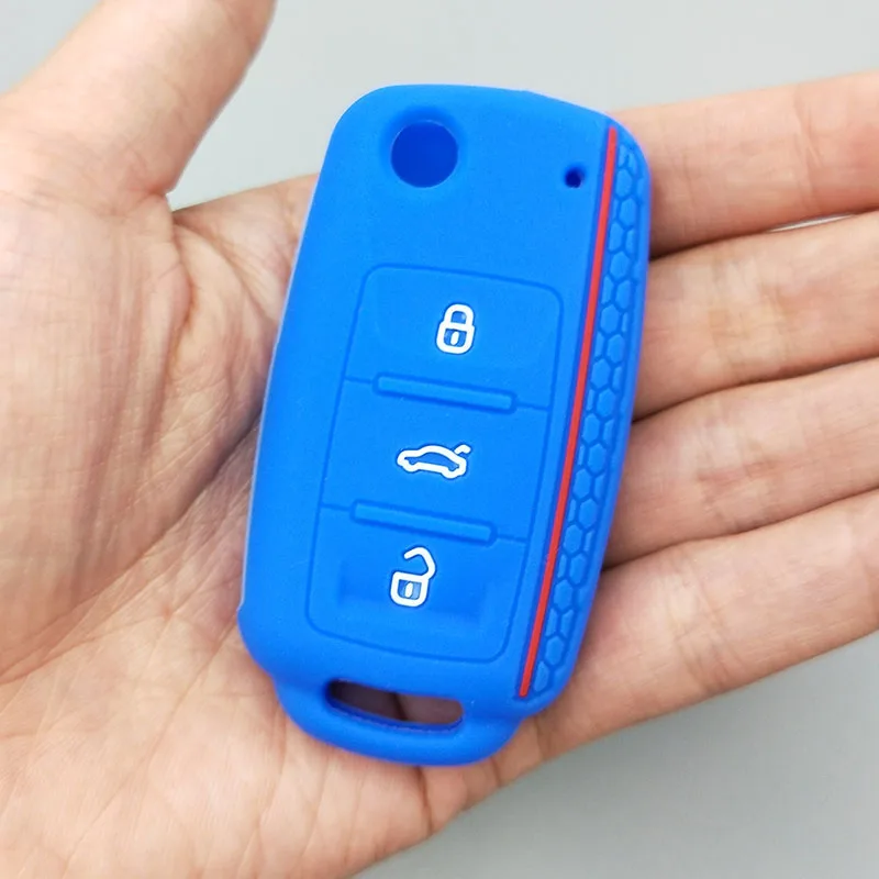 shen-lan For Volkswagen Bora POLO GOLF Passat Car Key New Silicone Cover Case Shell 3 Button Remote Key protector Car Key Styling - Название цвета: shen-lan