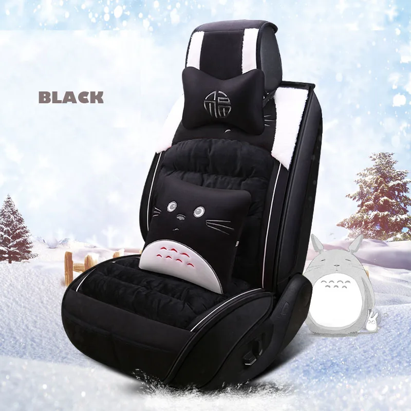 BLACK LUX Комплект универсальных чехлов для автомобильных сидений плюшевые для авто Toyota Corolla Camry Rav4 Auris Prius Yalis Avensis стикеры аксессуары для авто-Стайлинг - Название цвета: BLACK LUX