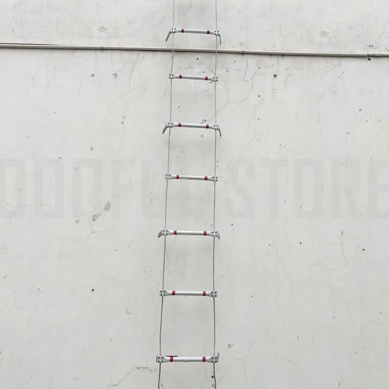 

15M Fire Rescue Ladder 50FT Folding Steel Wire Rope Ladders Aluminum Alloy Emergency Survival Escape Safety Antiskid Tools