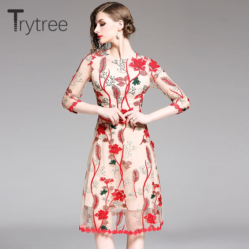 Летнее женское платье Trytree повседневные женские платья из полиэстера с оборками