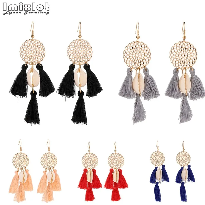 Богемные вязаные Серьги-Подвески ручной работы в виде Ловца снов для женщин