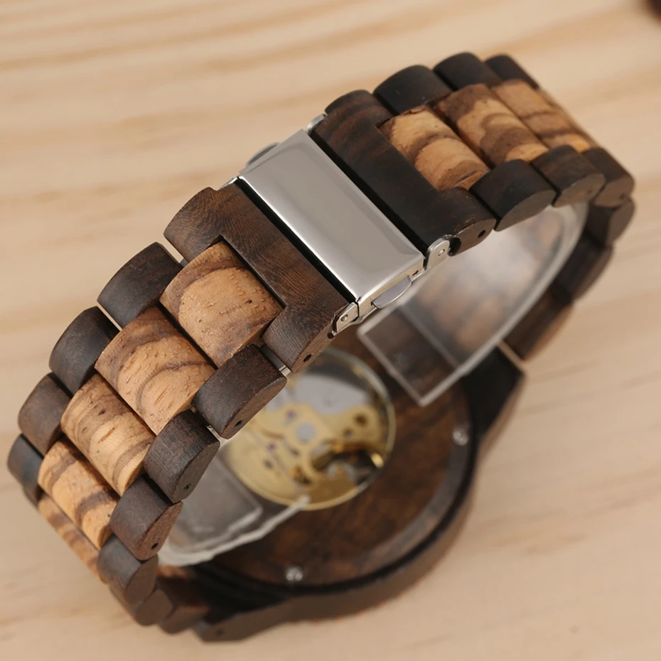 

Mechanical Watch Men Wooden Automatic Watches Arabic Numerals Royal Full Wood Band Wristwatches Wooden Watch Clock Luxury reloj
