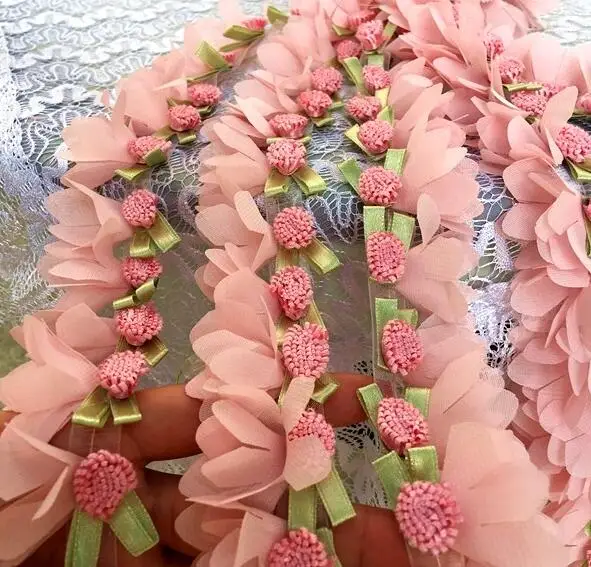 5 ярдов/партия розовая 3D Цветочная сетчатая пряжа кружева Chantilly юбка оборки Сетка