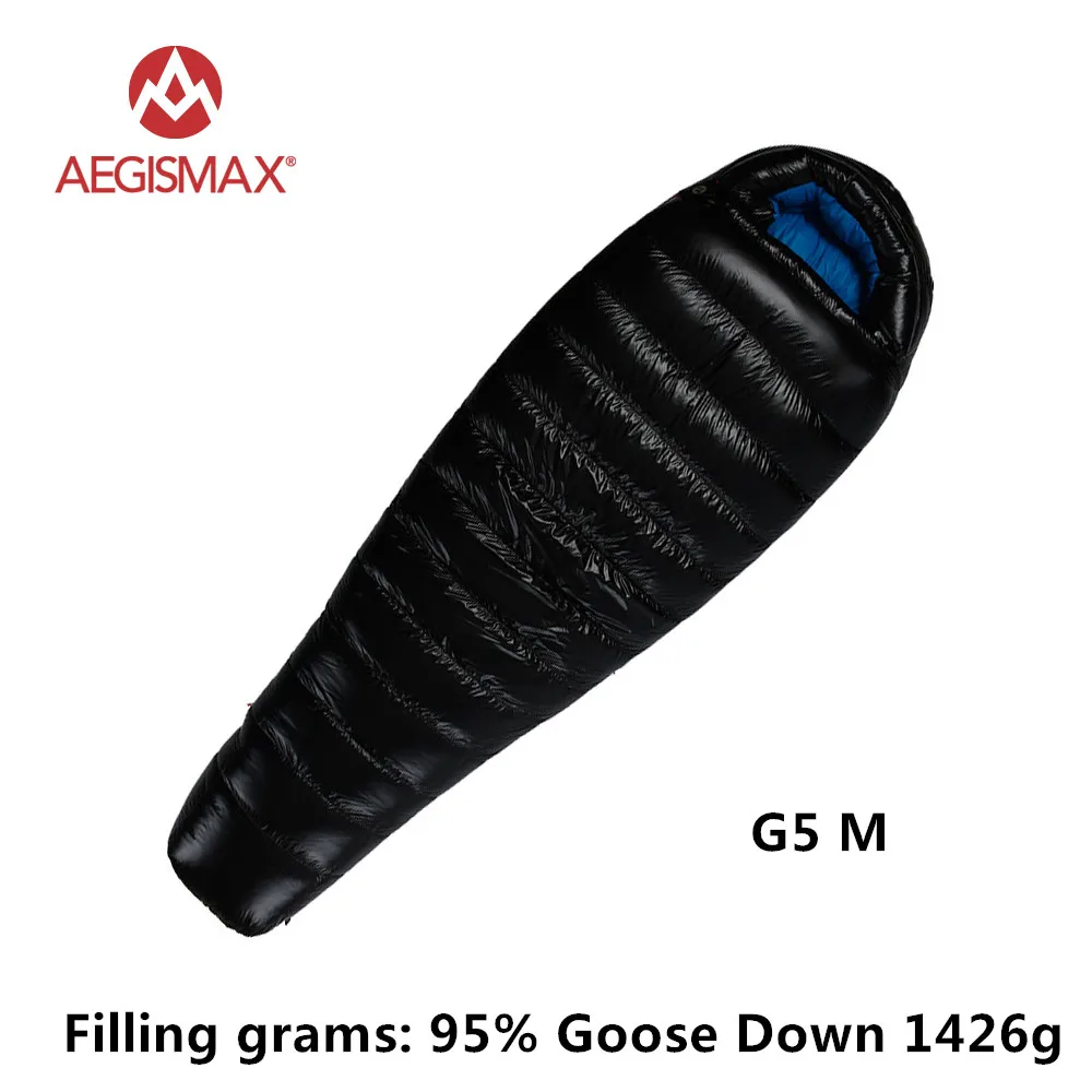 G5 M 1426g Black AEGISMAX 95% белый гусиный пух, спальный мешок для мам, для кемпинга, для холодной зимы, ультралегкий, дизайн перегородки, для кемпинга, Сращивание FP800 G1-G5 - Цвет: G5 M 1426g Black