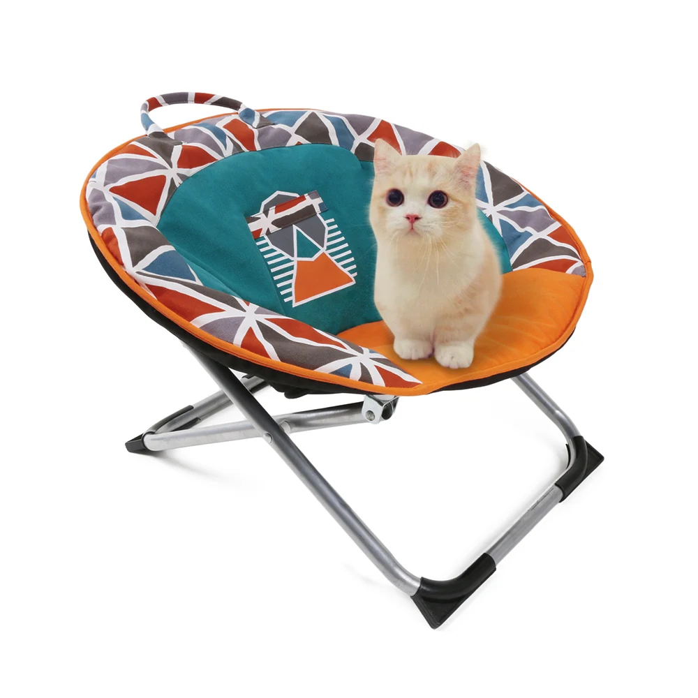 

Professional Folding Pets Puppy Saucer Moon Chair Round Seat Adopt for Soft Durable Canvas cat dog chair Soft Pet Bed for Kitten