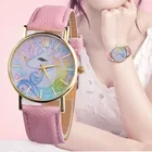 Новинка 2018, модные женские часы с милым единорогом и животным, кожаный ремешок, аналоговые кварцевые часы из сплава, женские часы с кожей