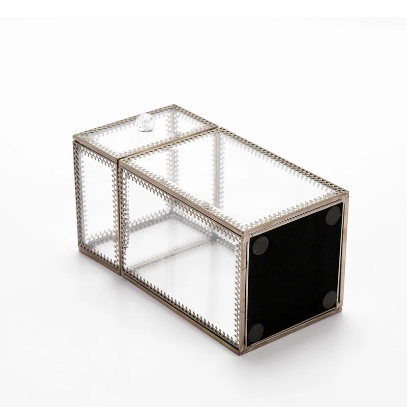 AF Retro Makeup Cotton Stroage Case Multifunctional Bronze Lace Dustproof Transparent Glass Cosmetic Box C218-5 | Дом и сад