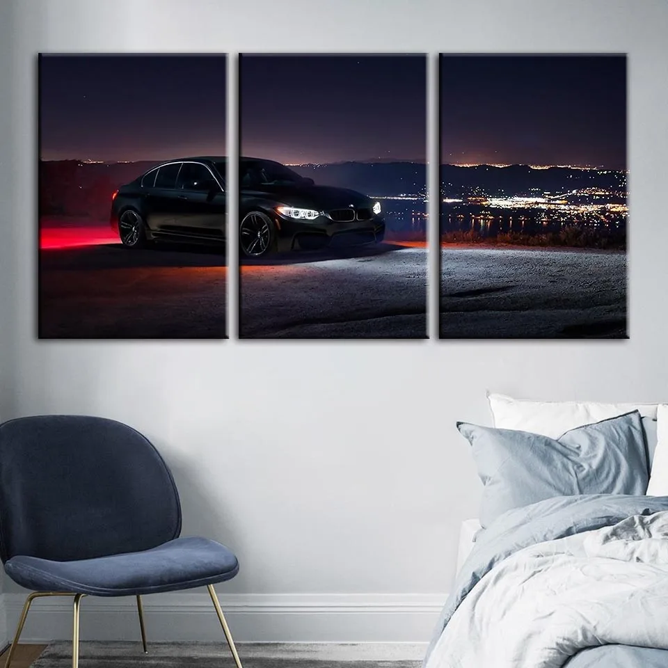 Украшение для дома холст живопись BMW автомобильный ночной вид фотографии