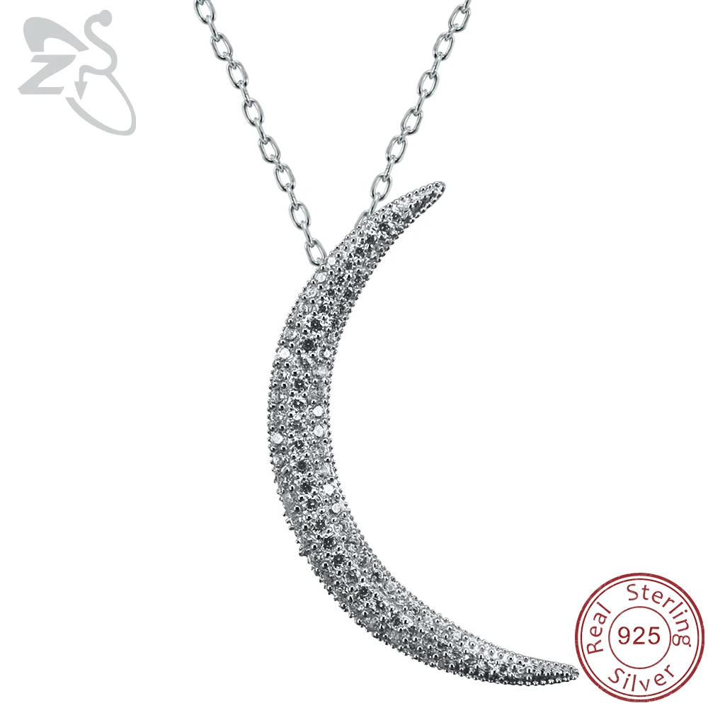 Женское Ожерелье с кулоном в виде полумесяца из серебра 925 пробы|moon pendant necklace|sterling