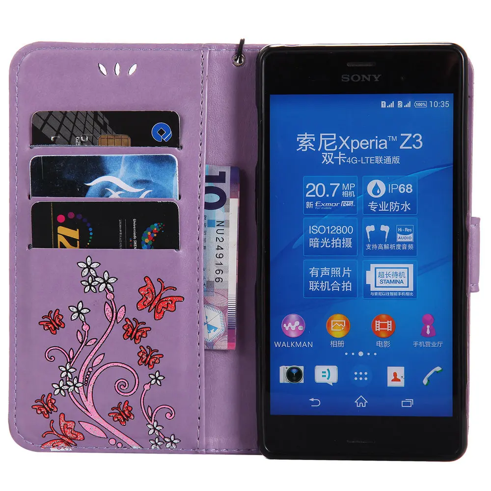 Чехол с бабочкой для Sony Xperia XA F 3111 3112 кожаный флип чехол цветочным рисунком