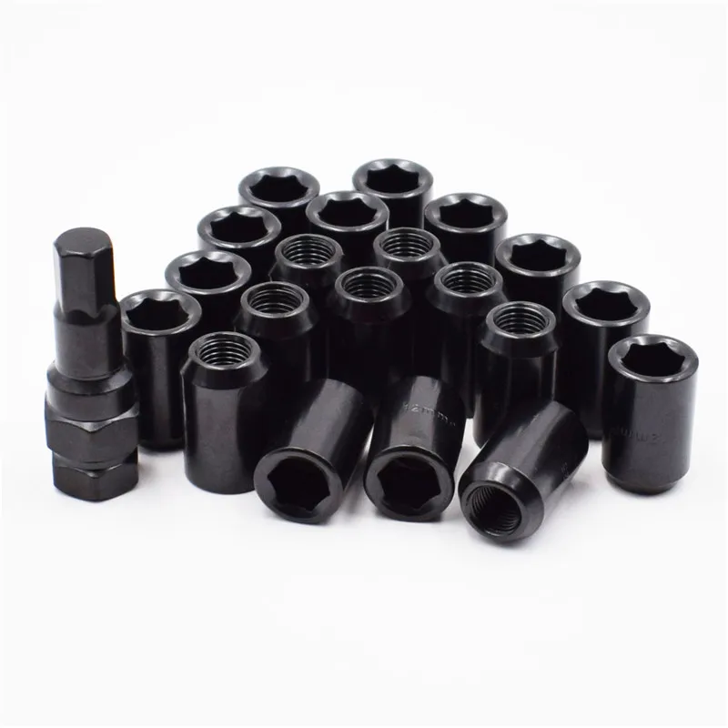 Black 20pcs 32 мм M12x1.5/1,25 гоночное автомобильное колесо гайки колесные диски гайки автомобильные аксессуары - Название цвета: Black 20pcs