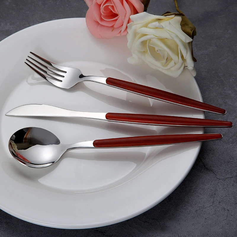 Steak Knife Dinner Fork Spoon Flatware Set Stainless Steel Dinnerware Soup Scoop Golden Tableware kitchen Accessory |