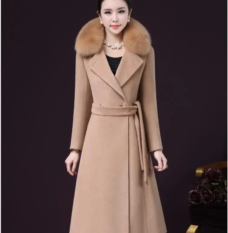 2018 осенне зимние женские шерстяные пальто больших размеров с поясом толстые