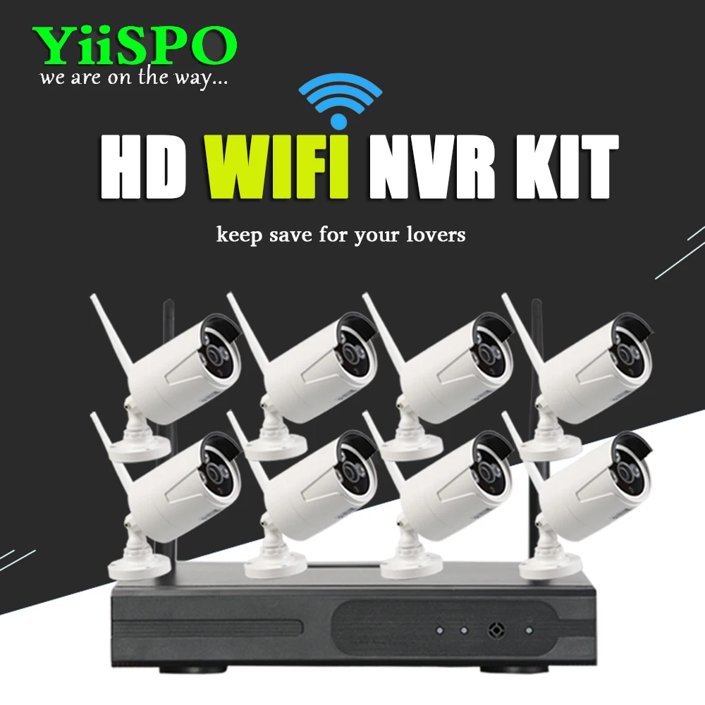

YiiSPO 8CH Беспроводная NVR CCTV система 960P IP камера WIFI Всепогодная ИК Ночная Vison домашняя камера видеонаблюдения 1.3MP комплект