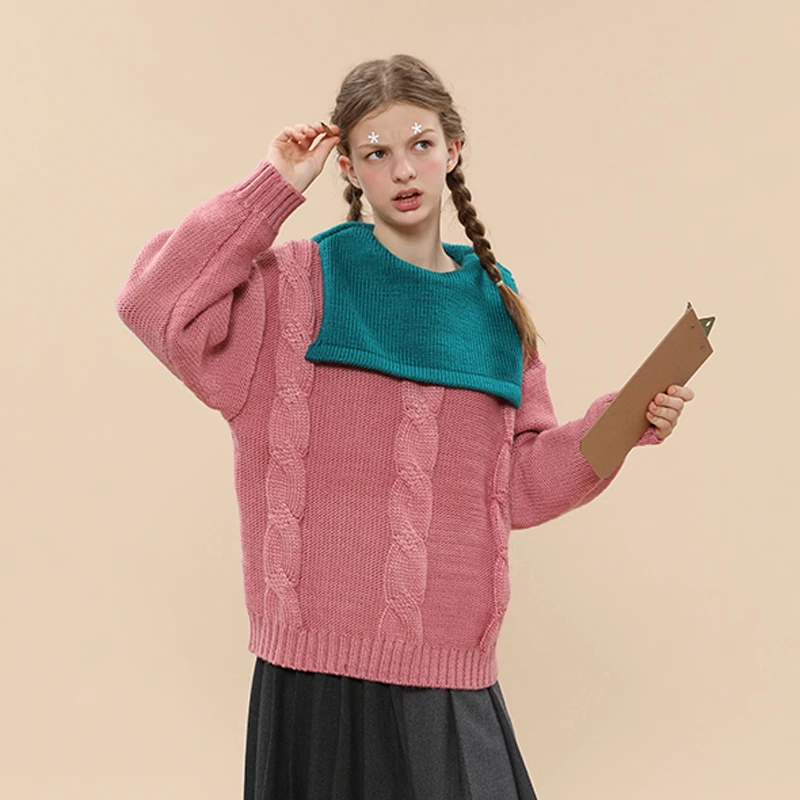 Винтажный свободный Женский пуловер Pertty на осень и зиму свитера толстый теплый