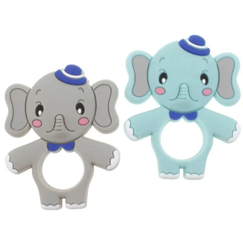 Mix Gray Turquoise Fkisbox 2 шт. силиконовый Прорезыватель в виде слона из мультфильма Bpa бесплатно, Детские Прорезыватели для зубов, ожерелье, кулон, аксессуары, детские игрушки для прорезывания зубов - Цвет: Mix Gray Turquoise
