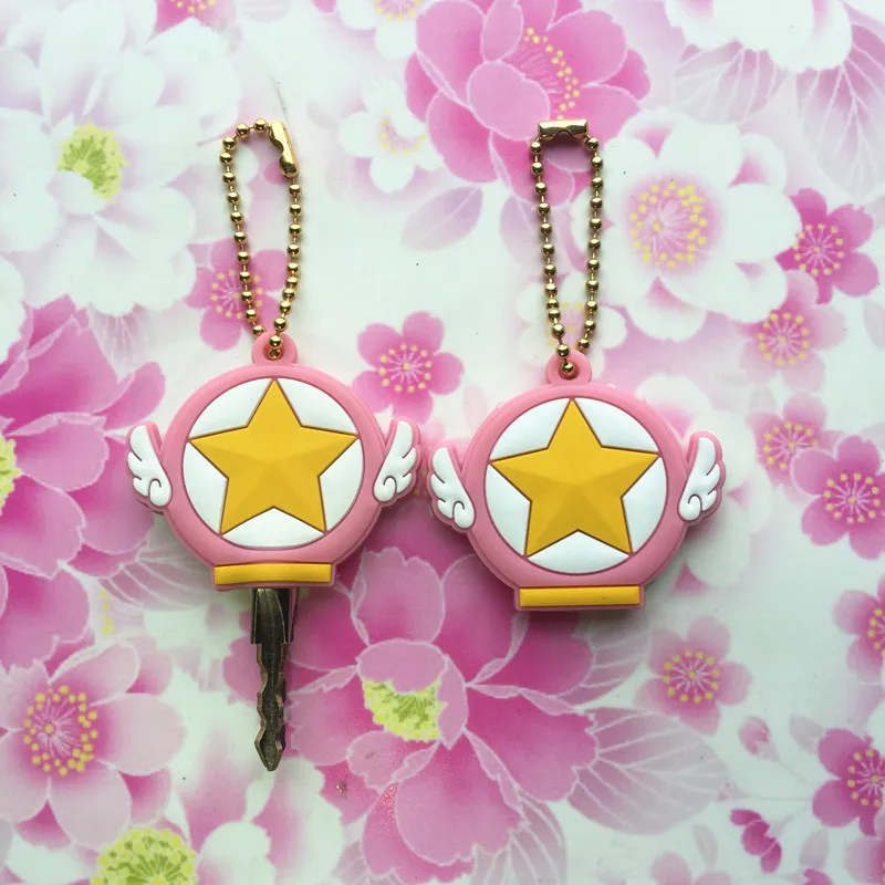 Японские Аниме Kinomoto карты колпачок Тор Сакура ключ крышка Kawaii мультфильм брелки силиконовые крышки для ключей Косплей брелок резиновый мопс