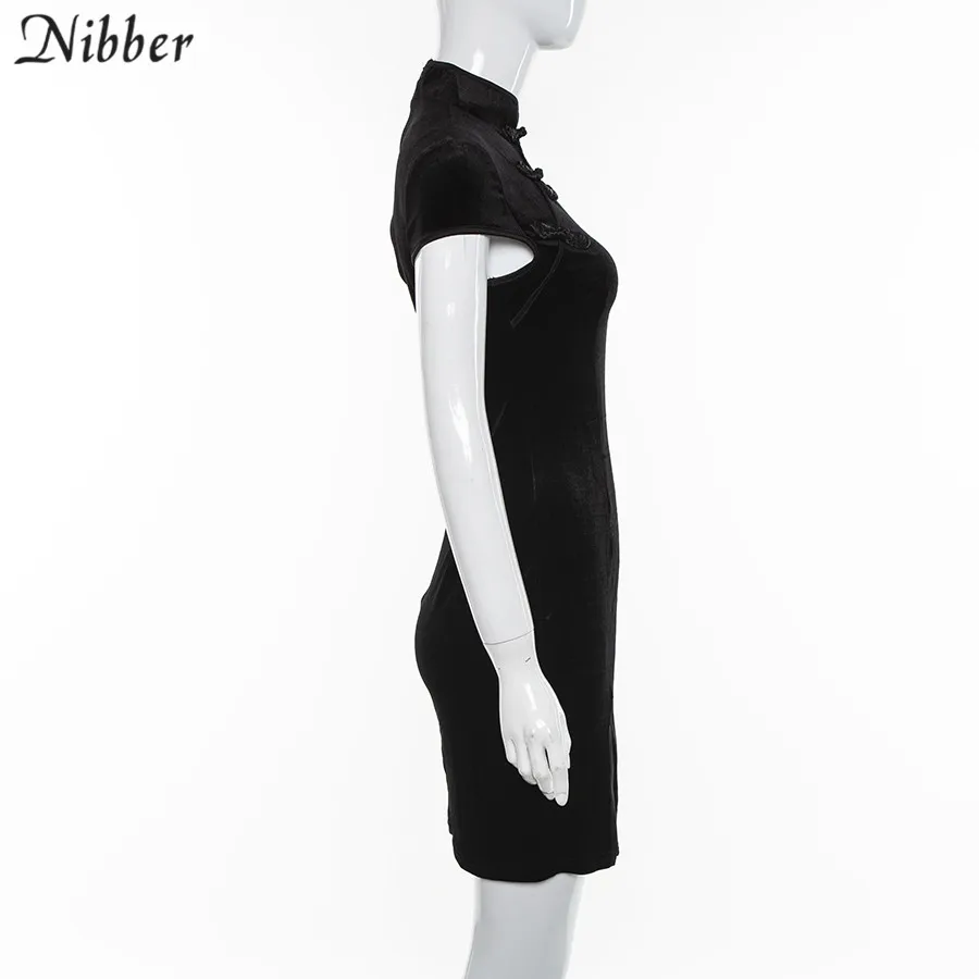 Nibber, ретро китайский стиль, cheongsam, облегающее мини-платье, женское, 2019весна-лето, модное, Клубное, вечерние, элегантное, черное, розовое, короткое платье