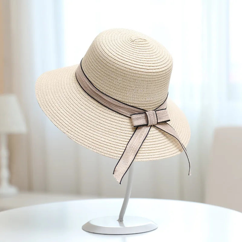 Соломенная шляпа ручной работы Женская Повседневная чашка с бантом и буквами