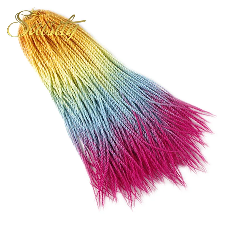 Saisity Ombre Сенегальские скрученные волосы на крючках косички 24 дюйма 20 корней/упаковка синтетические плетеные волосы для женщин серые, синие, розовые, коричневые - Цвет: T1B/4/27