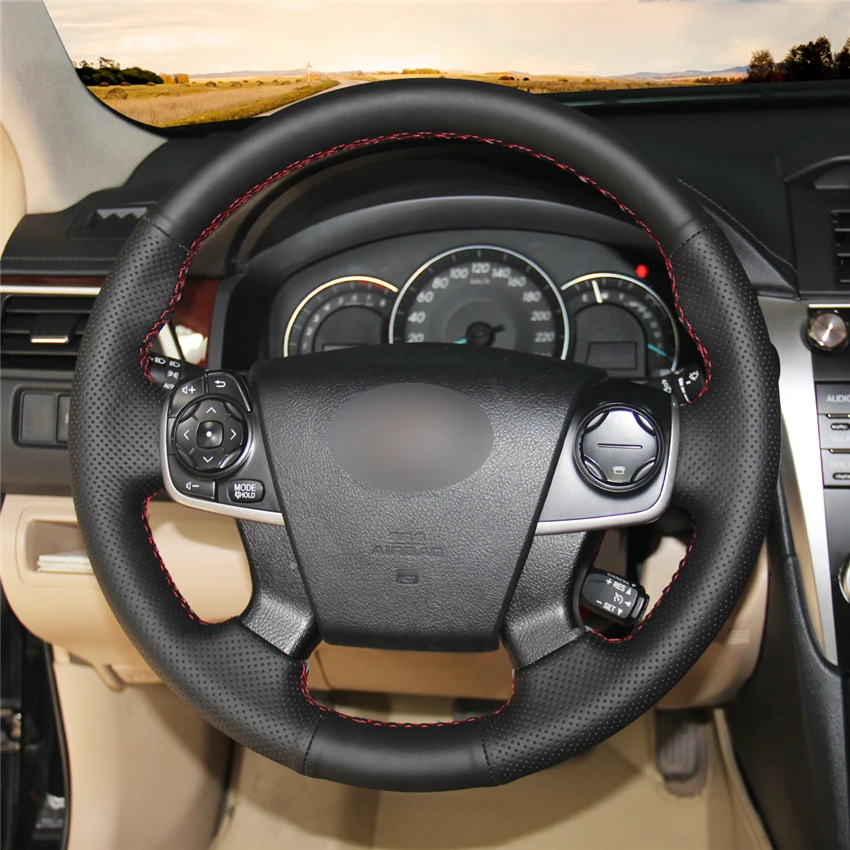 MEWANT черный кожаный чехол рулевого колеса автомобиля для Toyota Camry 2012 2013