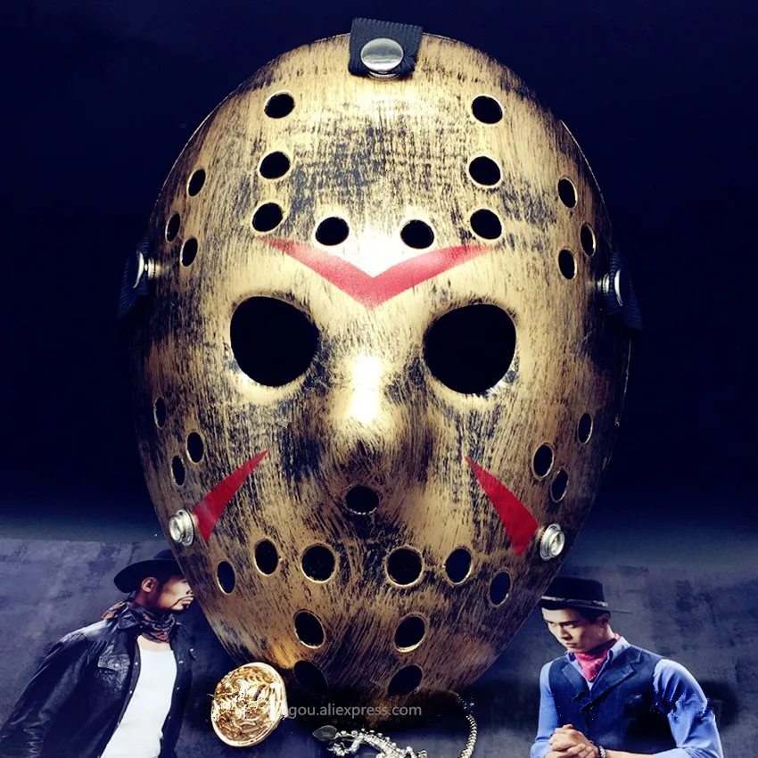 Bibigou вечерние Джейсон маска бронза Цвет Косплэй Хэллоуин маски 2 шт. Фредди хоккей