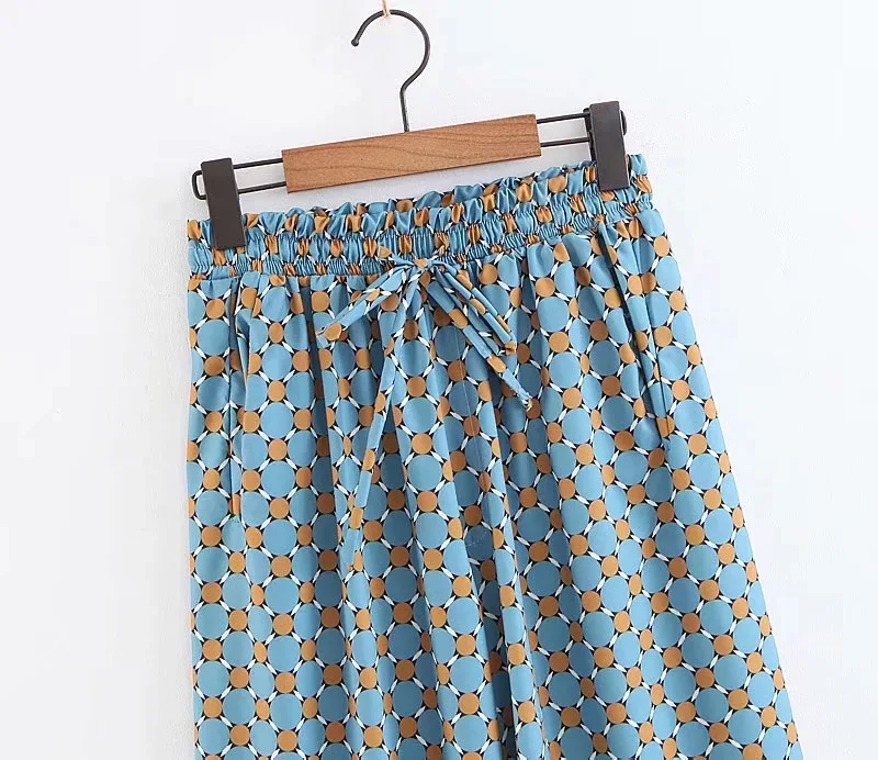 Женский комплект из двух предметов пиджак с длинным рукавом и брюки принтом