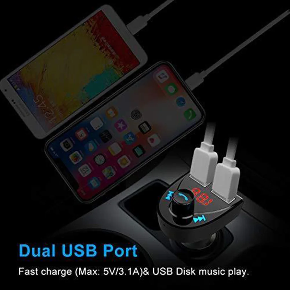 Dual USB Port FM Car Wireless Bluetooth Transmitter Receiver Music Adapter Radio Audio Calling Hands Free | Электроника