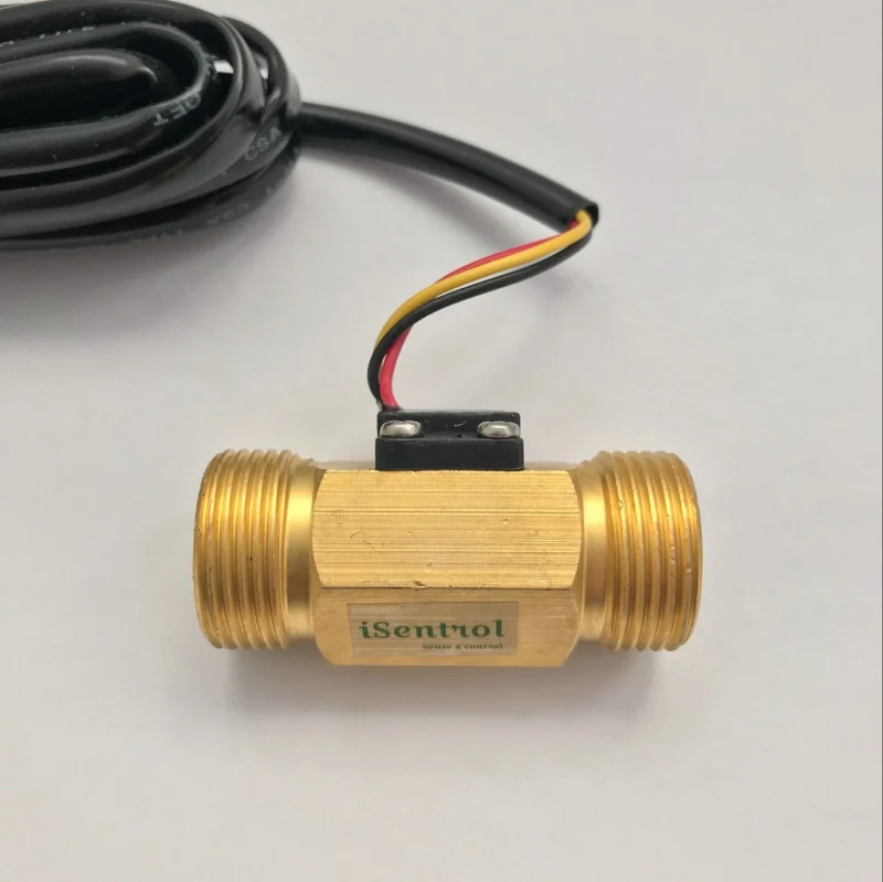 

G3/4" USC-HS43TB Hall Effect Water Flow Sensor 2M 2-45L/min Threaded Ends Repeat Error 1% Brass Turbine Flowmeter for Purifier