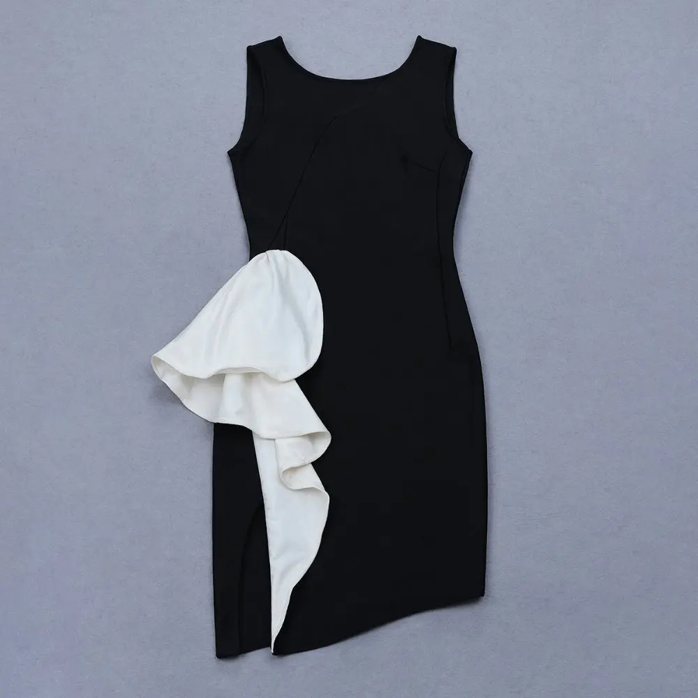 Бандажное платье черное модное женское осенне-зимнее сексуальное облегающее