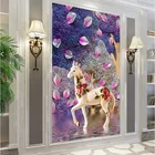 Вышивка 5D QIANZEHUI, картина из круглых страз с изображением лошади, пейзаж, вышивка крестом, вышивка крестом