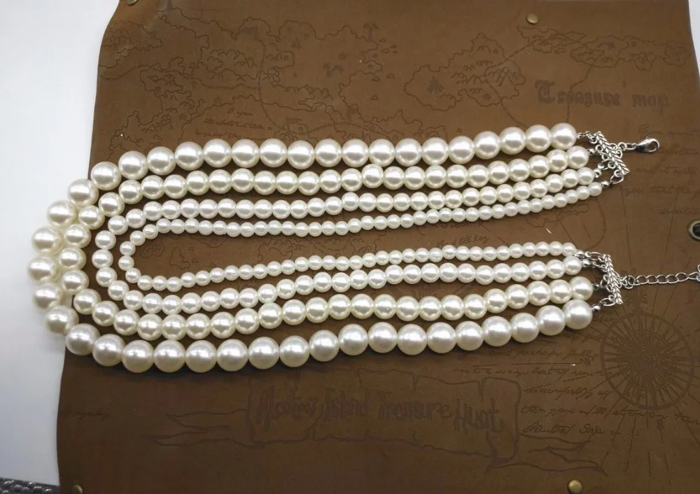 Женское многослойное колье-чокер с искусственным жемчугом массивное маленькое