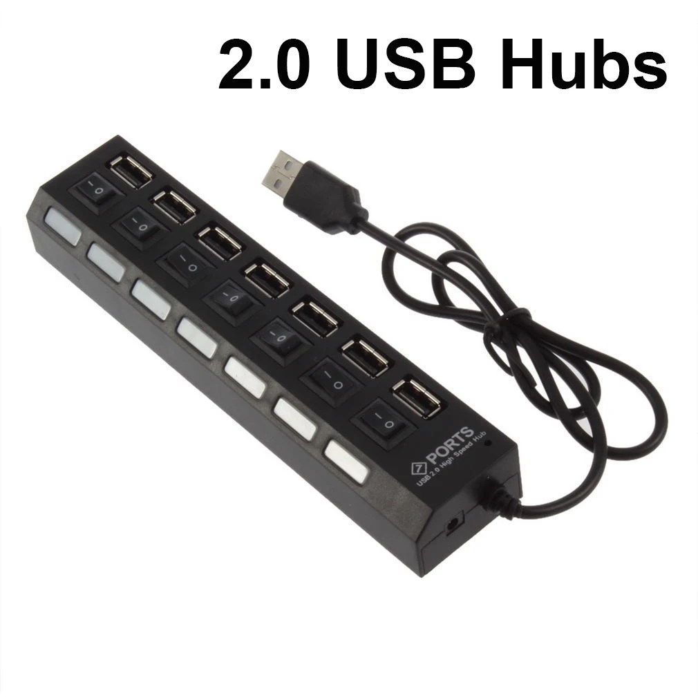 Usb-хаб 3,0/2,0 7 портов концентратор USB разветвитель адаптер 5 Гбит/с Портативный USB 3,0 концентратор с переключателем ВКЛ/ВЫКЛ для компьютерных аксессуаров