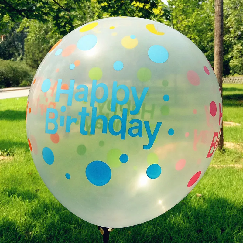 

50 pcs / lot 12inch Circular Transparent Colored Printed Latex Balloon Toy Balloons Happy birthday party