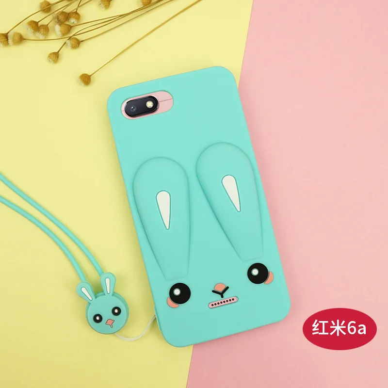 Мультяшный чехол сo шнуром для Xiaomi Redmi 6 6A 6 Pro чехол мягкий TPU силиконовый чехол-накладка Бампер Защитный ковер